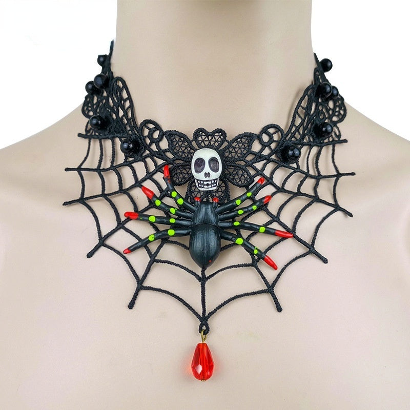 Red Bat Lace Choker Necklace