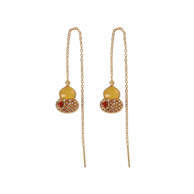 Amber Tassel Drop Earrings