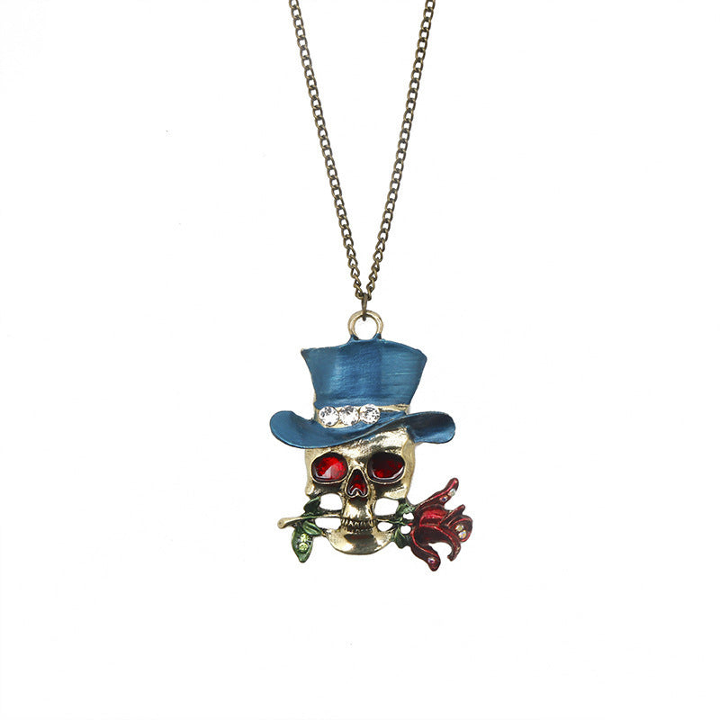 Retro Skull Charm Necklace