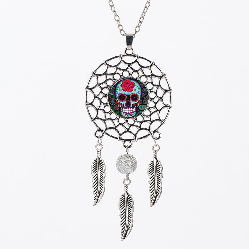 Sugar Skull Dreamcatcher Necklace