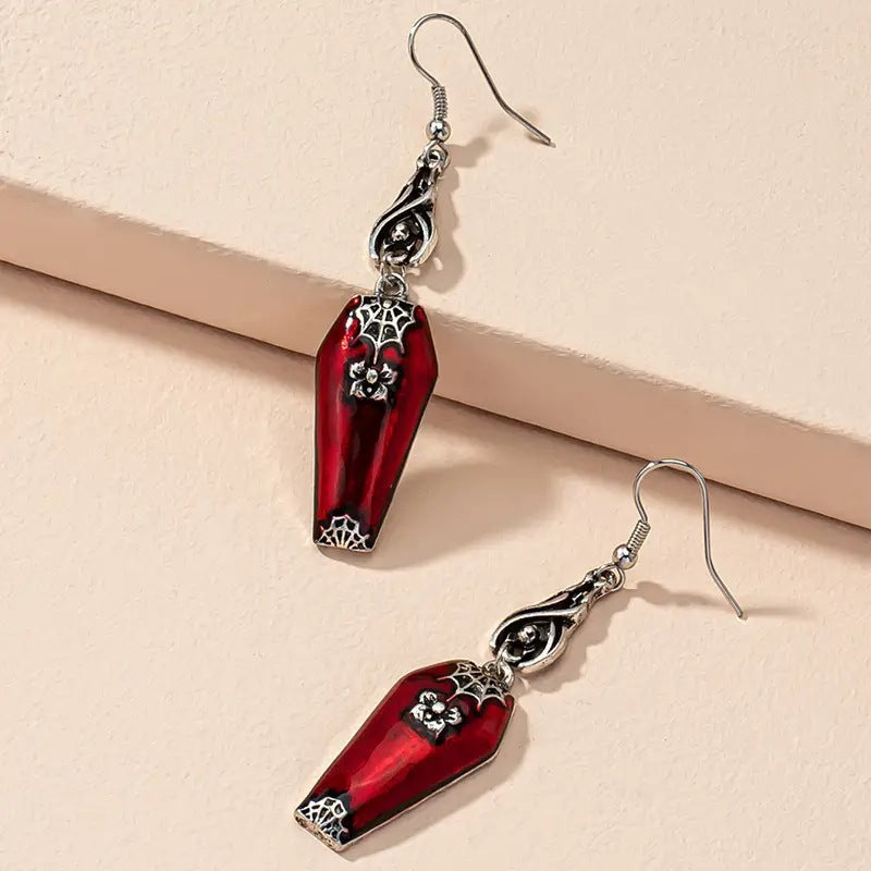 Red Bat & Spider Earrings