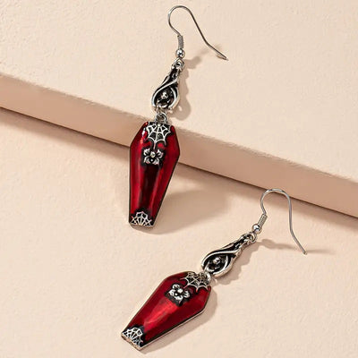 Red Bat & Spider Earrings