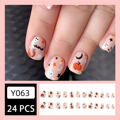 Halloween Pumpkin Cartoon Fake Nail Patch