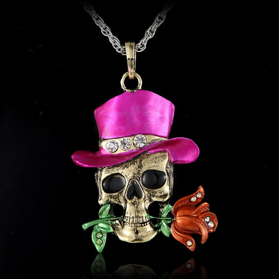 Retro Skull Charm Necklace