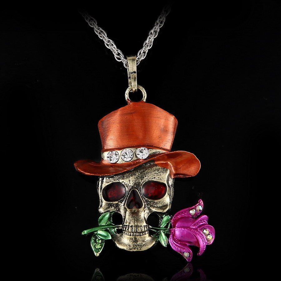 Retro Skull Charm Necklace