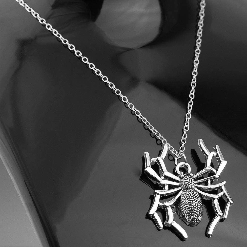 Silver Spider Cross Necklace