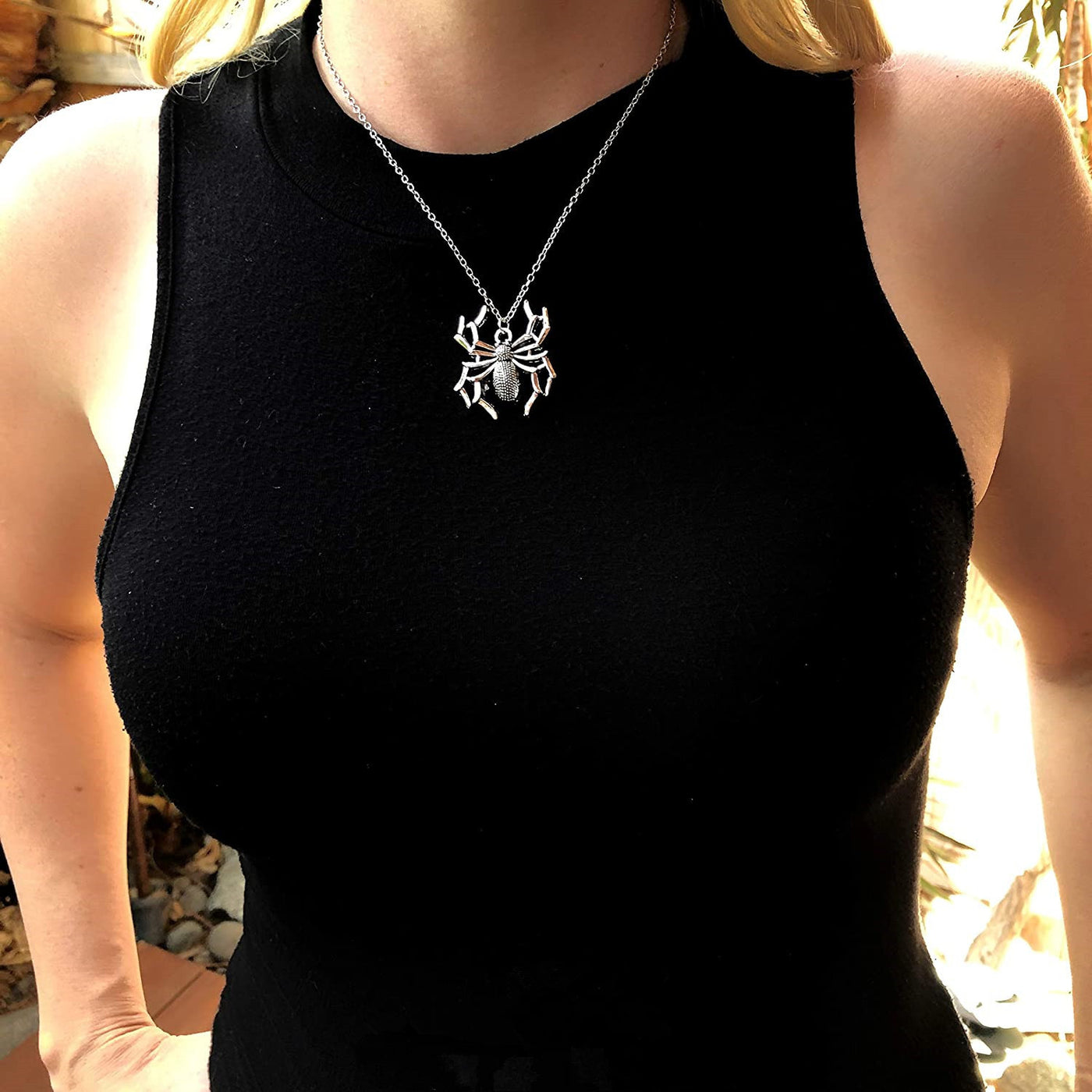 Silver Spider Cross Necklace