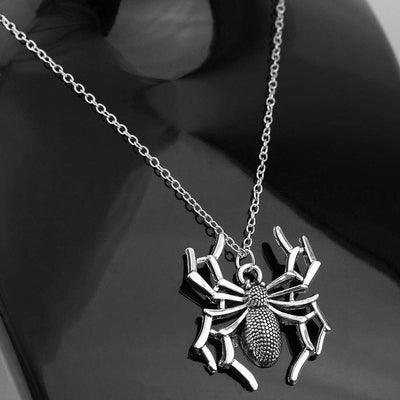 Silver Spider Cross Necklace