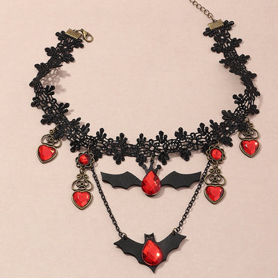 Red Bat Lace Choker Necklace