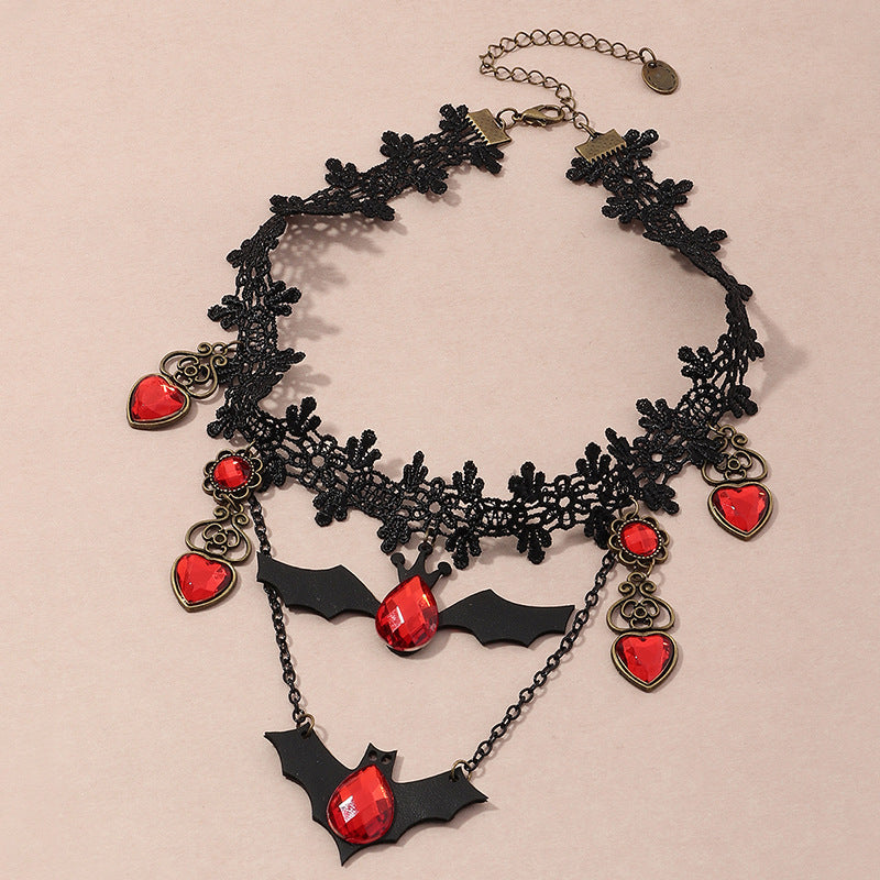 Red Bat Lace Choker Necklace