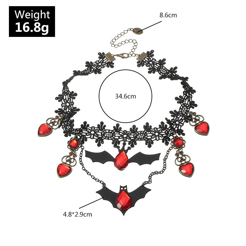 Red Bat Lace Choker Necklace