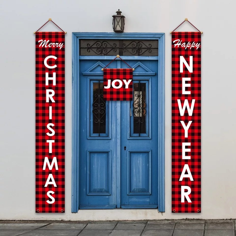 Christmas Curtain Banner Set