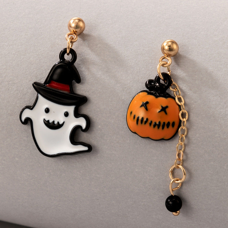 Funny Pumpkin Ghost Earrings