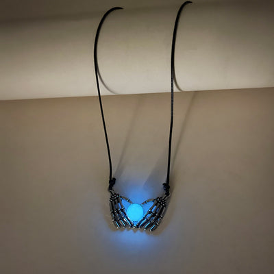 Glowing Skull Heart Necklace