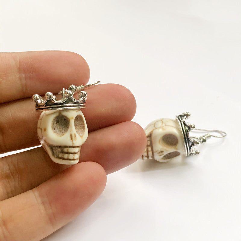 Gothic Skull Crown Earrings