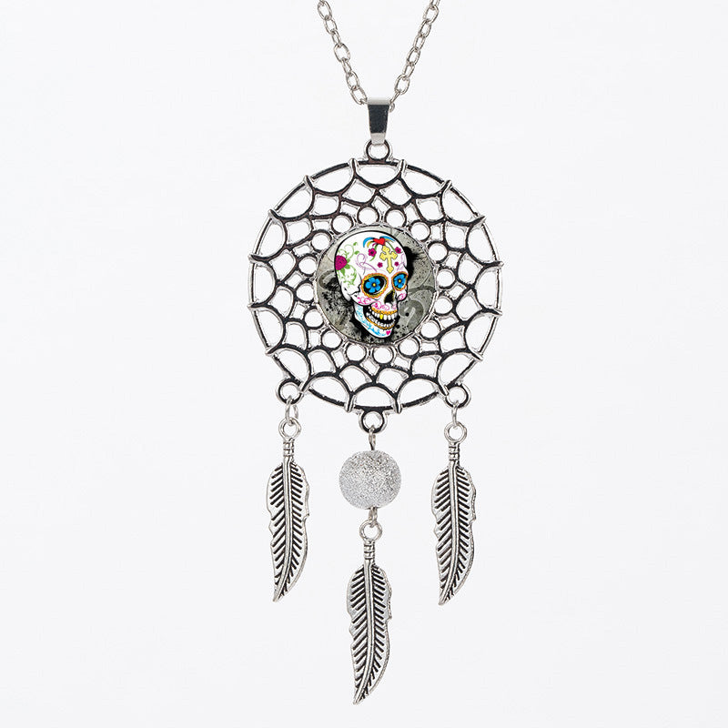 Sugar Skull Dreamcatcher Necklace