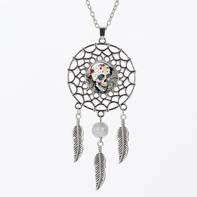 Sugar Skull Dreamcatcher Necklace