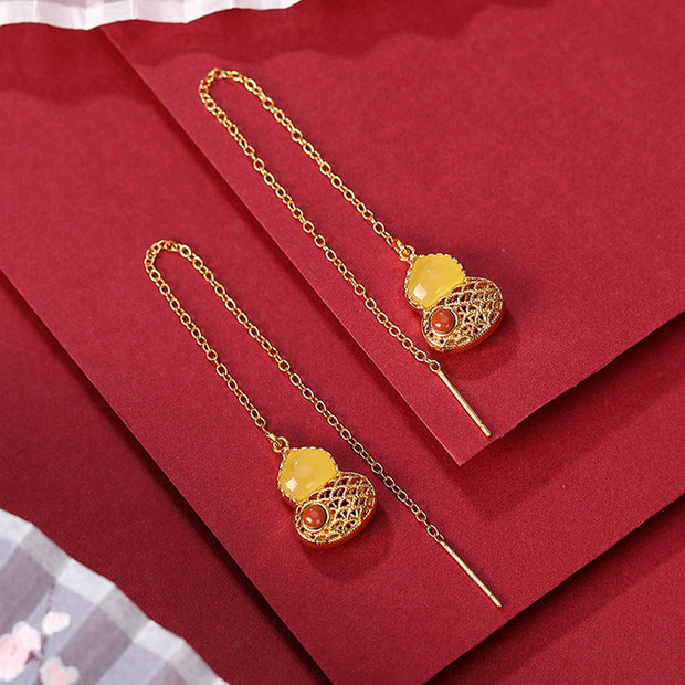 Amber Tassel Drop Earrings