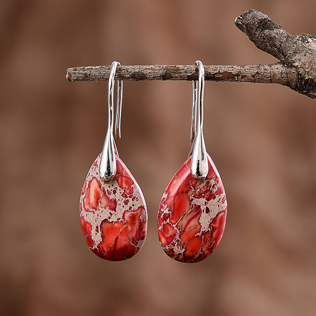 Red Stone Drop Earrings