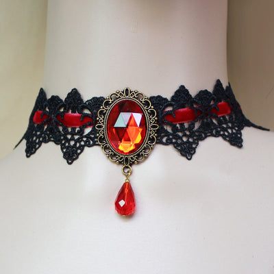 Red Bat Lace Choker Necklace