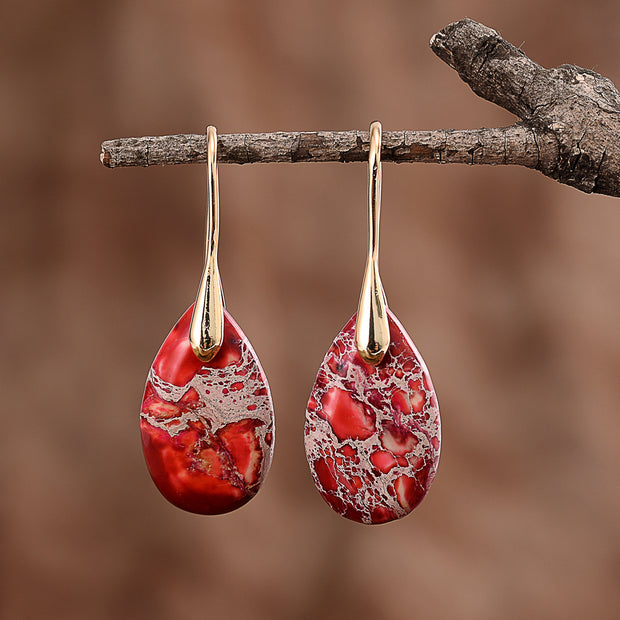 Red Stone Drop Earrings