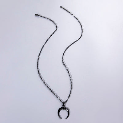 Punk Black Witch Horn Necklace Halloween Jewelry