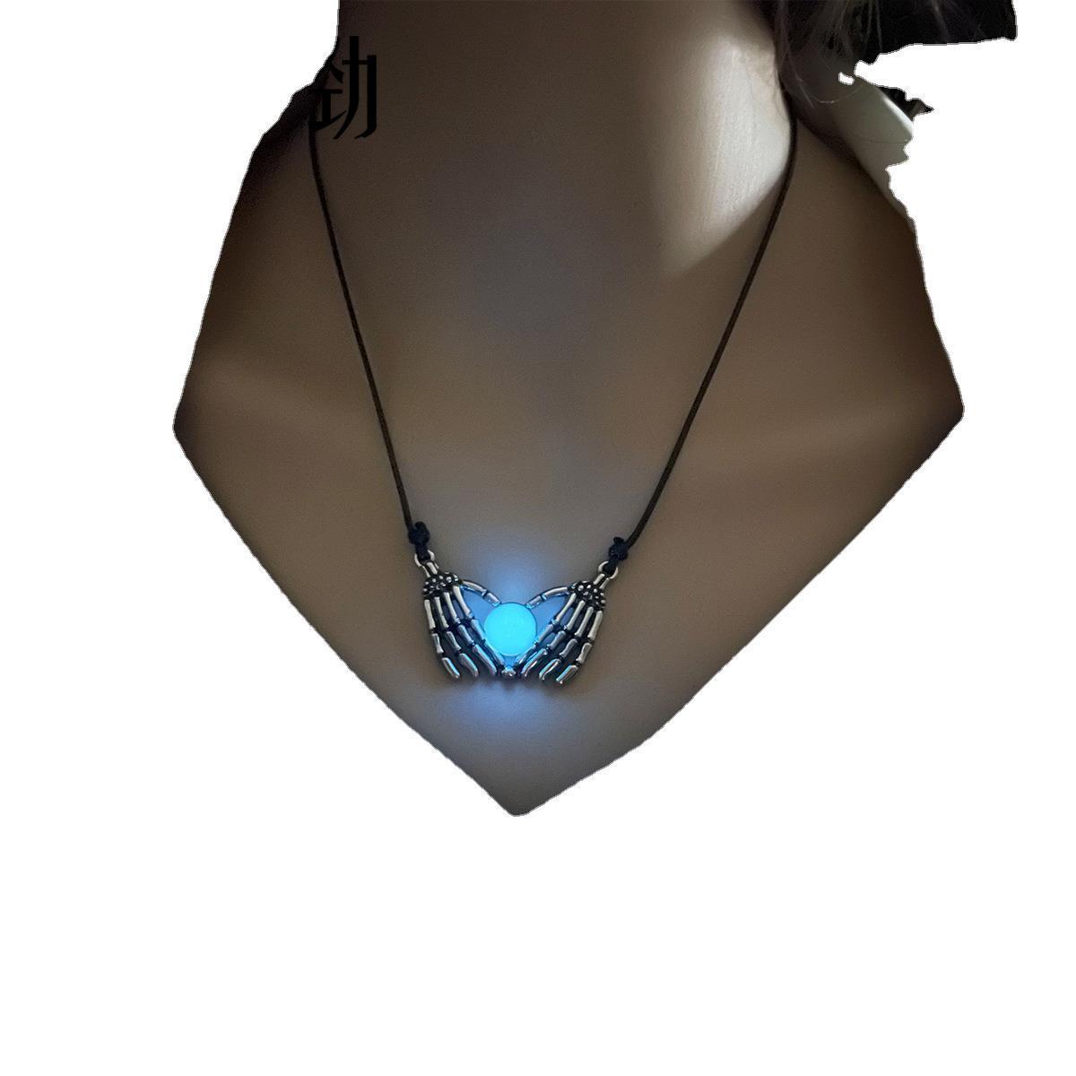 Glowing Skull Heart Necklace