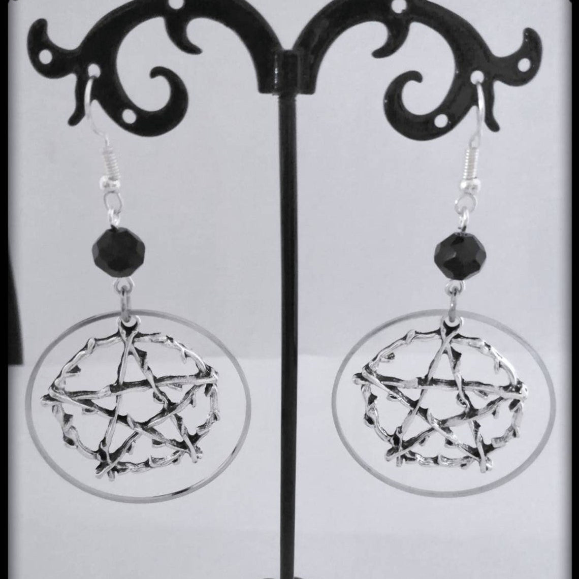 Silver Pentagram Gothic Earrings
