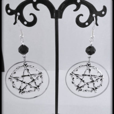 Silver Pentagram Gothic Earrings