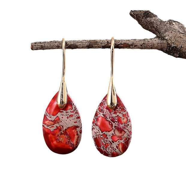 Red Stone Drop Earrings