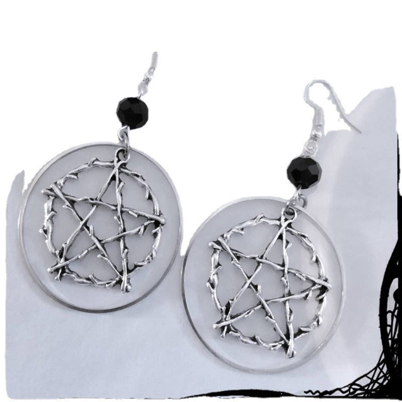 Silver Pentagram Gothic Earrings