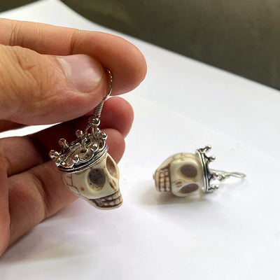 Gothic Skull Crown Earrings
