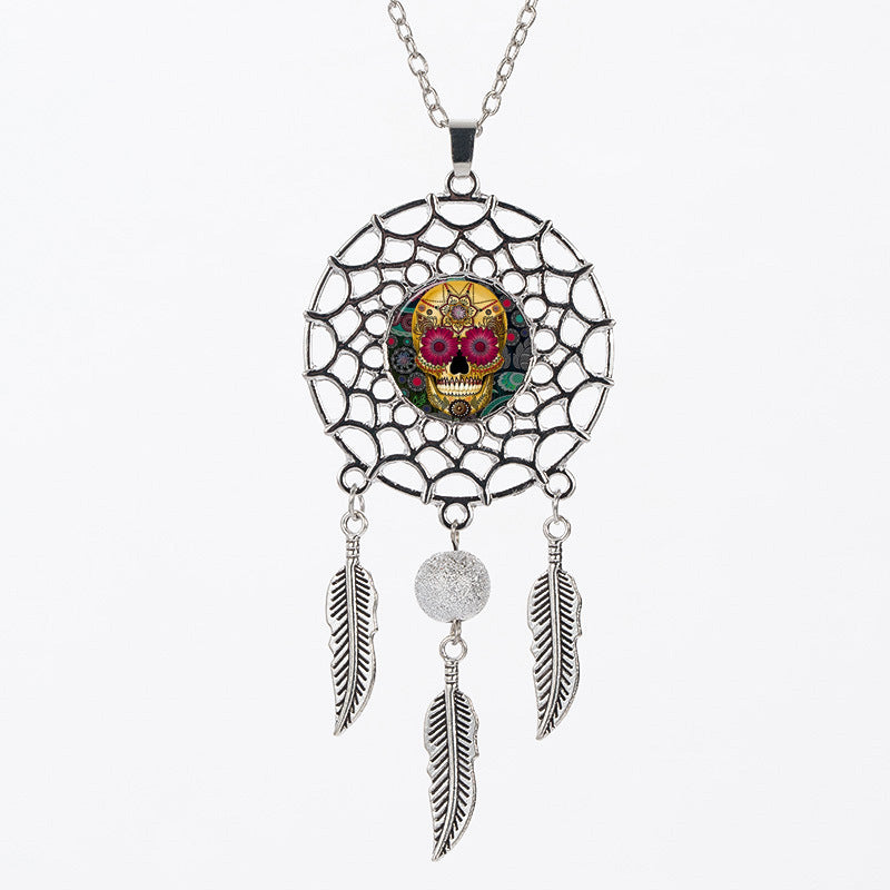 Sugar Skull Dreamcatcher Necklace