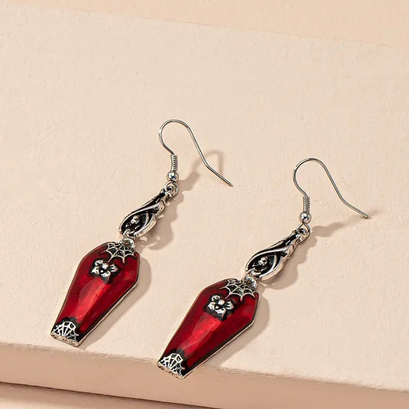 Red Bat & Spider Earrings