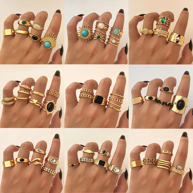 Emerald Stone Ring Set