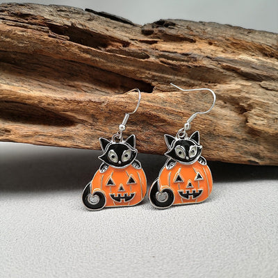 Cartoon Ghost & Pumpkin Earrings