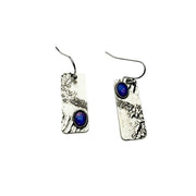 Geometry Pattern Blue Opal Shining Long Earrings