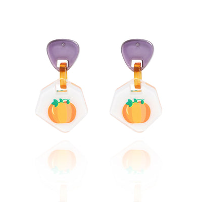Acrylic Pumpkin Halloween Earrings