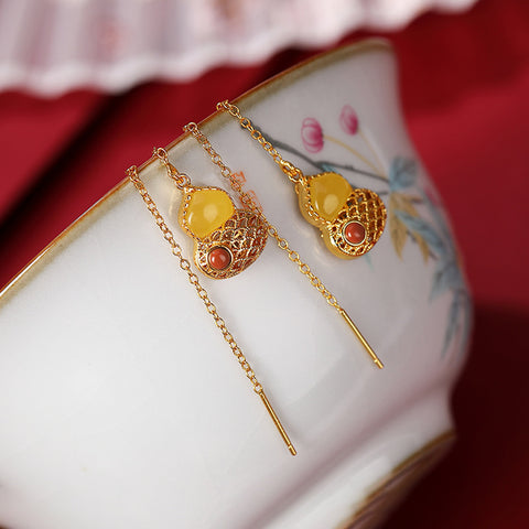 Amber Tassel Drop Earrings