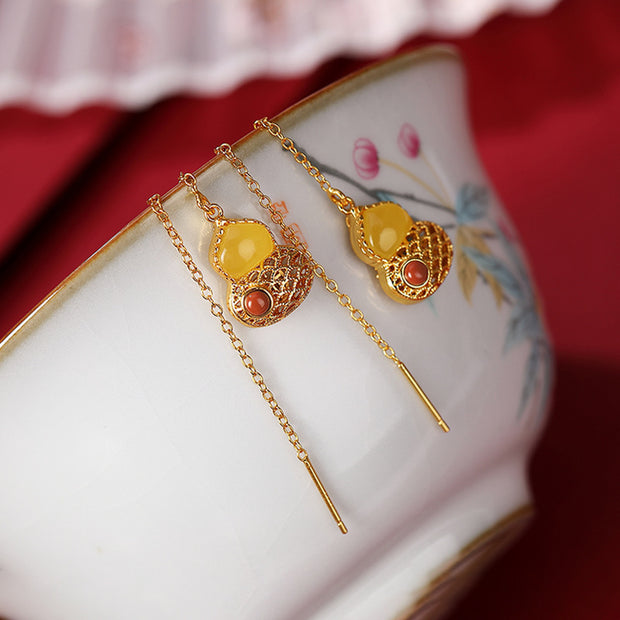 Amber Tassel Drop Earrings