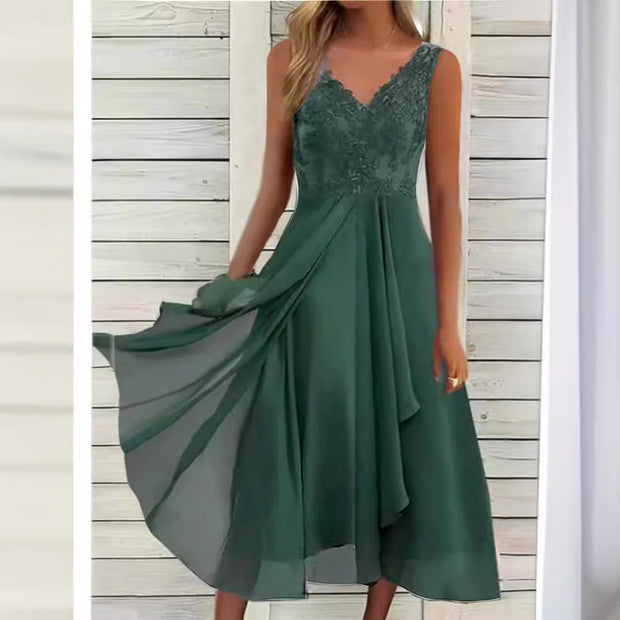 Lace Chiffon Hollow Dress