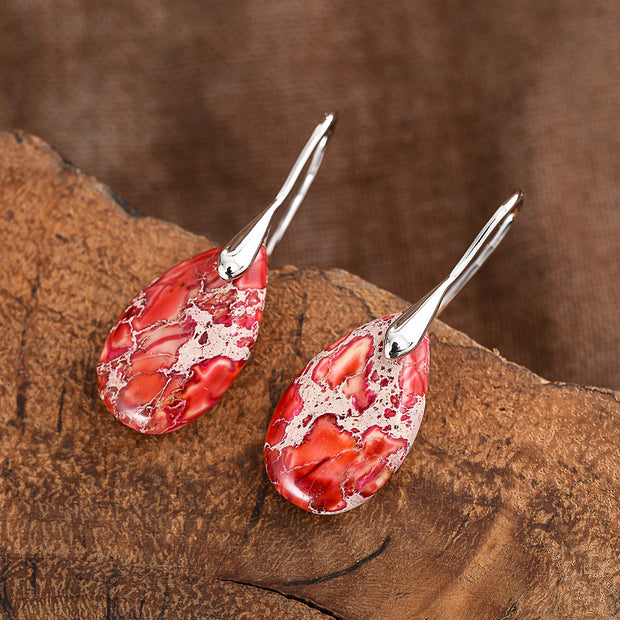 Red Stone Drop Earrings