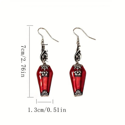 Red Bat & Spider Earrings