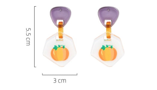 Acrylic Pumpkin Halloween Earrings