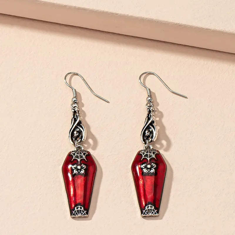 Red Bat & Spider Earrings