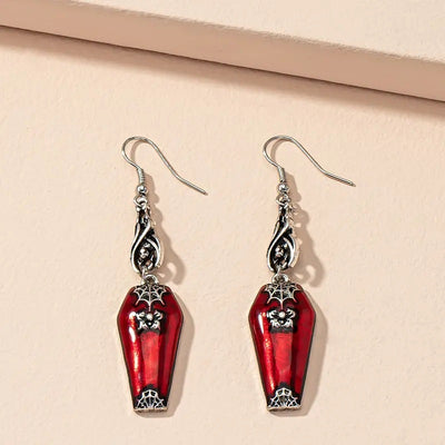 Red Bat & Spider Earrings
