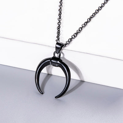 Punk Black Witch Horn Necklace Halloween Jewelry