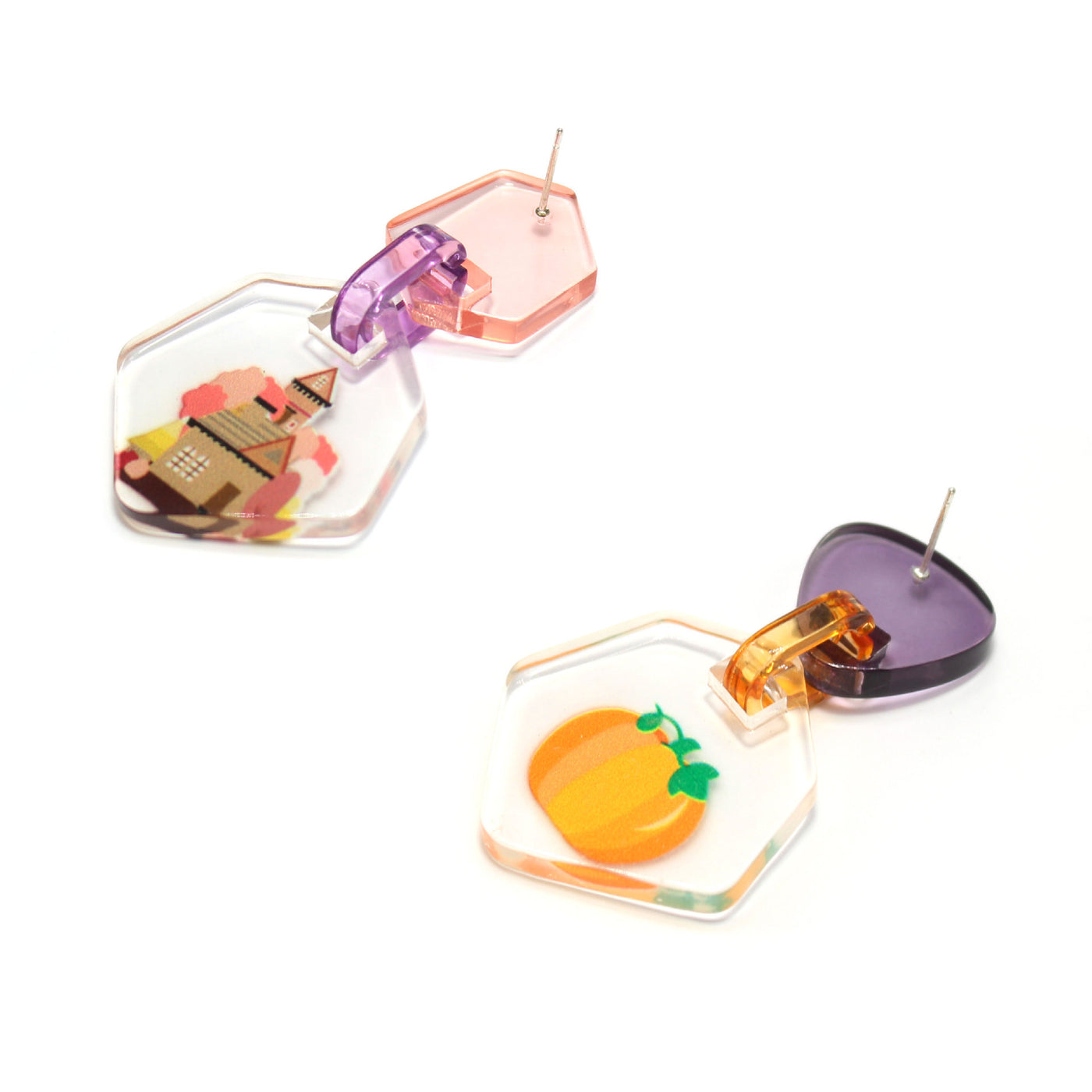 Acrylic Pumpkin Halloween Earrings