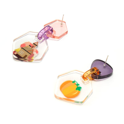 Acrylic Pumpkin Halloween Earrings