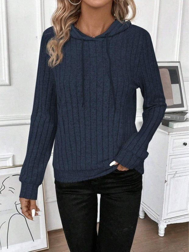 Ribbed Stripe Hoodie Sweater